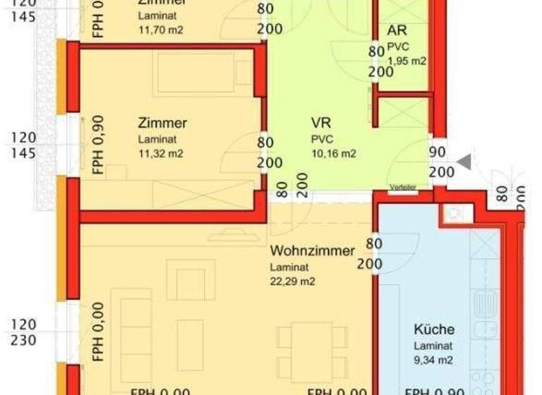Wohnung zur Miete - Erstbezug 674 € 3 Zimmer 72,8 m² Hochneukirchen 2852