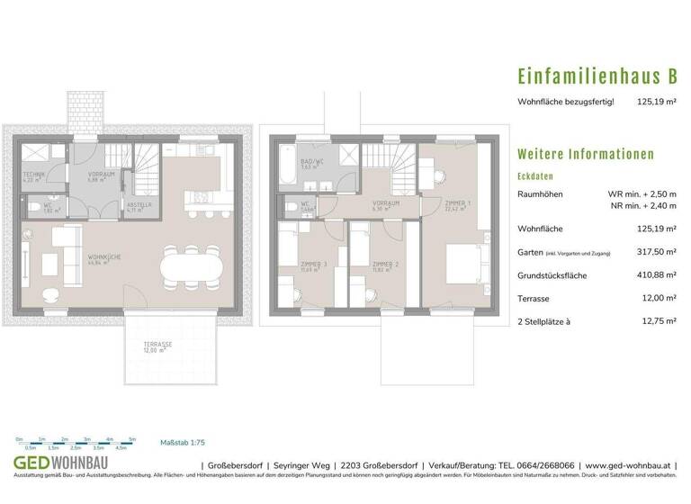 Doppelhaushälfte zum Kauf provisionsfrei 678.000 € 4 Zimmer 125,2 m² Großebersdorf 2203