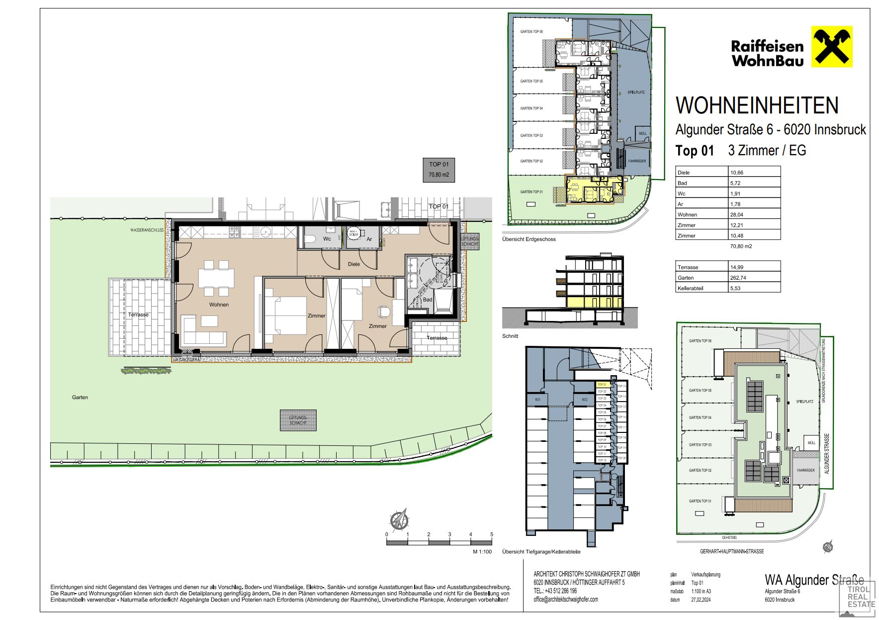 Wohnung zum Kauf provisionsfrei 693.300 € 3 Zimmer 70,8 m²<br/>Wohnfläche EG<br/>Geschoss Amras Innsbruck 6020