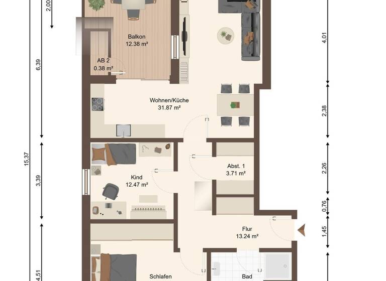 Wohnung zum Kauf 328.897 € 3 Zimmer 86,6 m² Wolmirstedt 39326