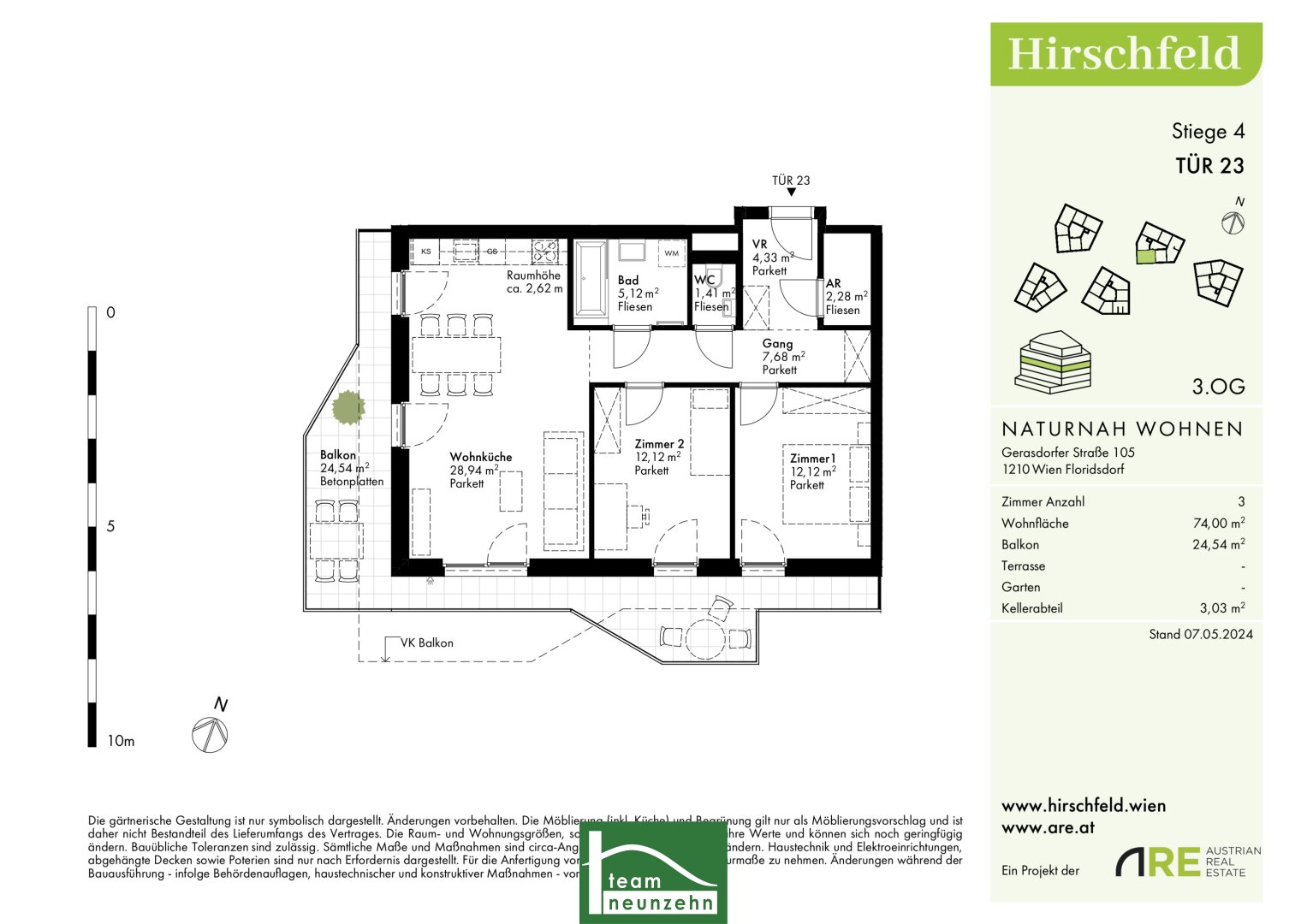 Wohnung zum Kauf provisionsfrei 416.701 € 3 Zimmer 74,2 m²<br/>Wohnfläche 3.<br/>Geschoss Gerasdorfer Straße 105 Wien 1210