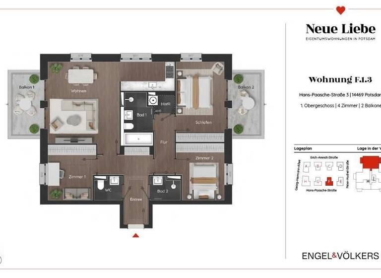 Wohnung zum Kauf 740.000 € 4 Zimmer 99,3 m²<br/>Wohnfläche 1.<br/>Geschoss Hans-Paasche-Str. 3 Bornstedter Feld Potsdam 14469
