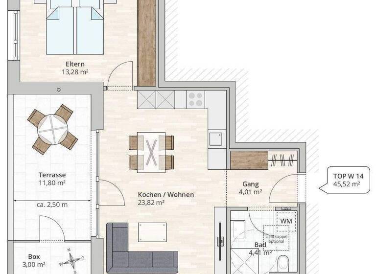 Terrassenwohnung zum Kauf - Erstbezug provisionsfrei 300.000 € 2 Zimmer 45,5 m² 2. Geschoss Korngasse 5 Rankweil 6830