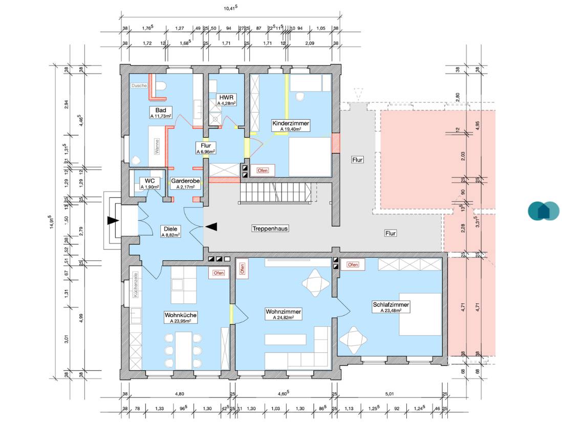 Wohnung zur Miete 849 € 3 Zimmer 127,2 m²<br/>Wohnfläche 1.<br/>Geschoss ab sofort<br/>Verfügbarkeit Fürstenberger Straße 33 Neustrelitz Neustrelitz 17235