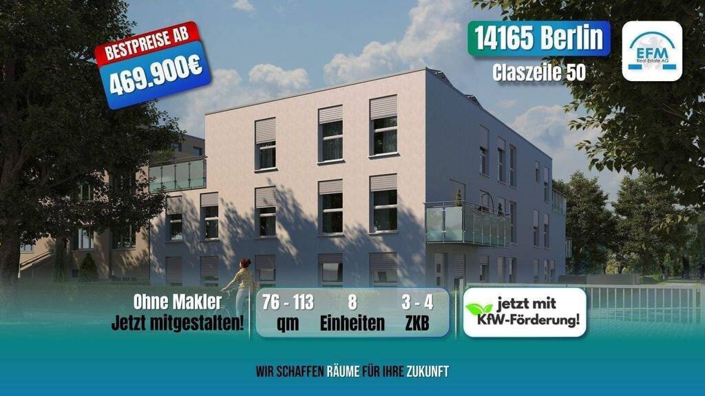 Terrassenwohnung zum Kauf provisionsfrei als Kapitalanlage geeignet 469.900 € 3 Zimmer 76 m² Claszeile 50 Zehlendorf Berlin 14165