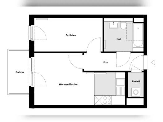Wohnung zur Miete nur mit Wohnberechtigungsschein Tauschwohnung 315 € 2 Zimmer 45 m² 6. Geschoss Kleiner Grasbrook Mitte 20457