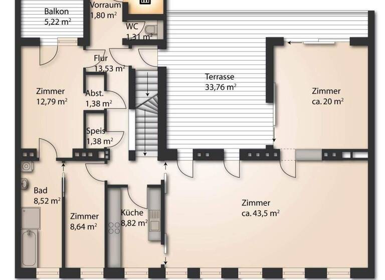 Wohnung zur Miete 2.168 € 5 Zimmer 150 m² 4. Geschoss Wien 1160