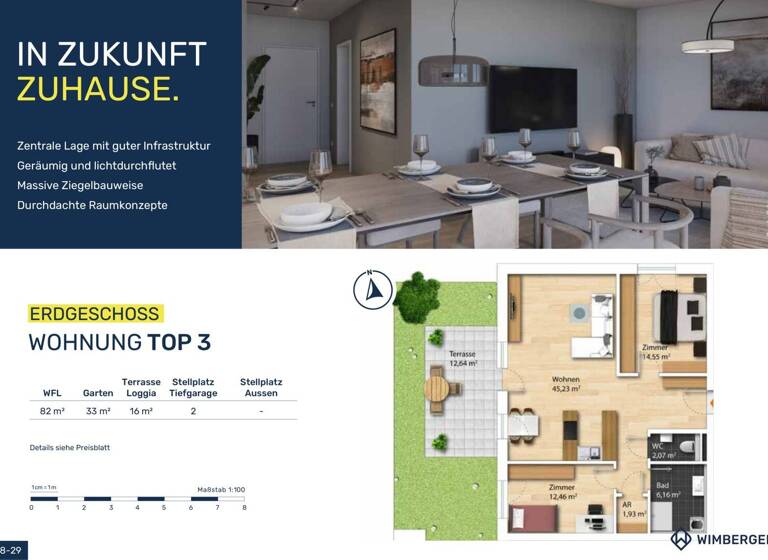 Wohnung zum Kauf - Erstbezug 378.800 € 3 Zimmer 82 m² Eferdingerstraße 31-33 Wilhering 4073