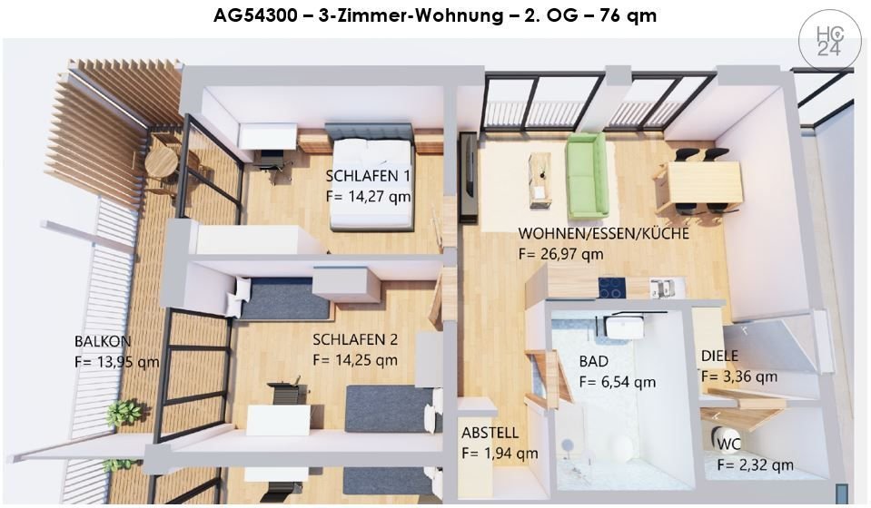 Wohnung zur Miete Wohnen auf Zeit 1.680 € 3 Zimmer 76 m²<br/>Wohnfläche 09.12.2024<br/>Verfügbarkeit Kaufbeuren Kaufbeuren 87600