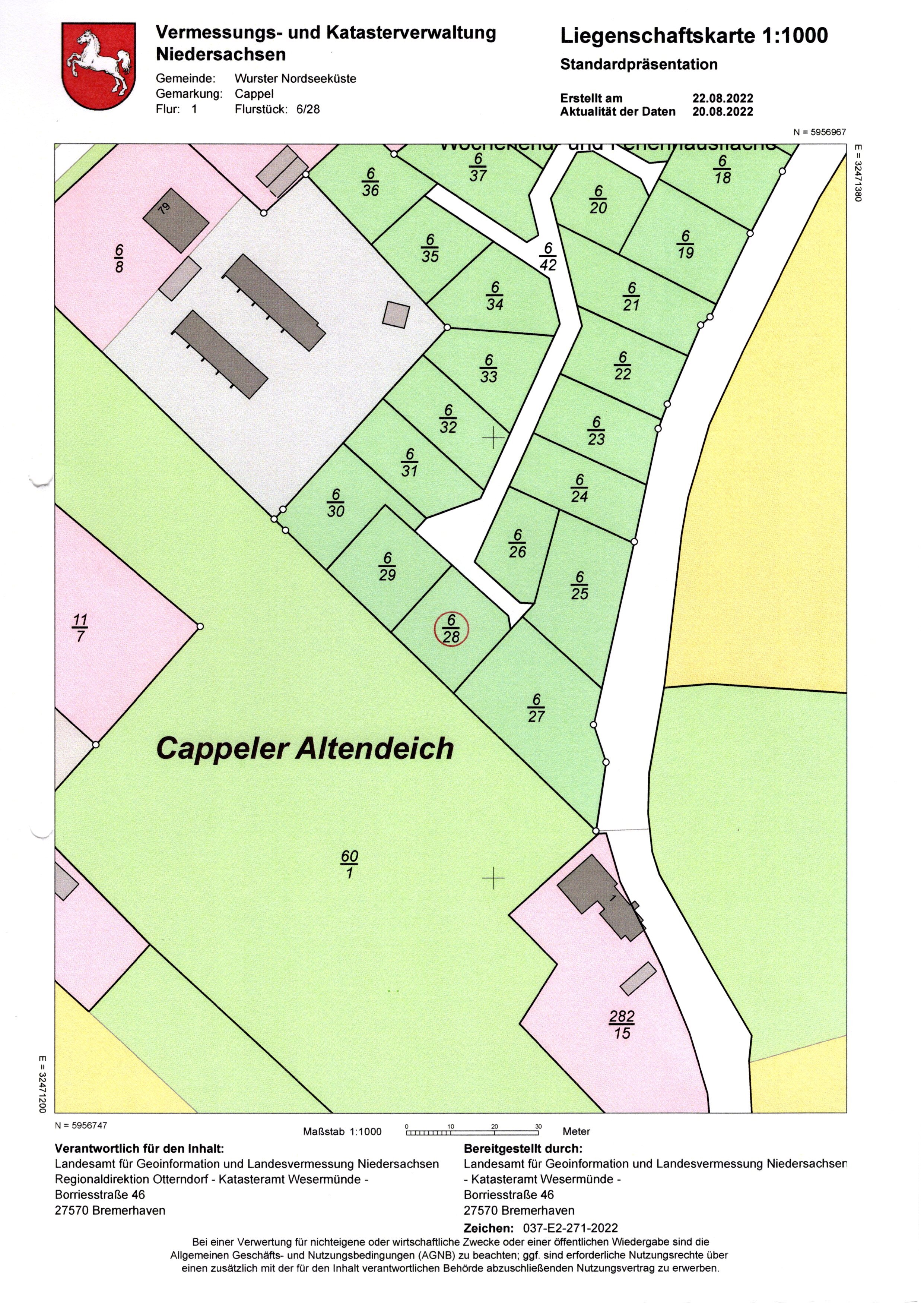 Grundstück zum Kauf provisionsfrei 65.254 € 413 m²<br/>Grundstück Am Engelskopf 26 Strich Wurster Nordseeküste 27639