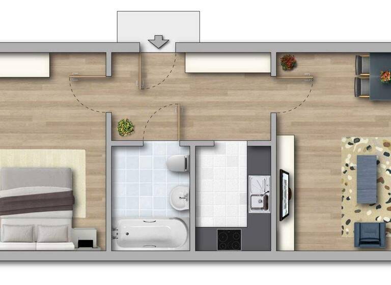 Wohnung zur Miete 303 € 2 Zimmer 43,2 m² 4. Geschoss Olvenstedter Chaussee 145 Neu Olvenstedt Magdeburg 39130