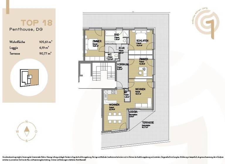 Wohnung zum Kauf - Erstbezug 599.000 € 4 Zimmer 105,6 m² 3. Geschoss Gartenstraße 1 Perg 4320