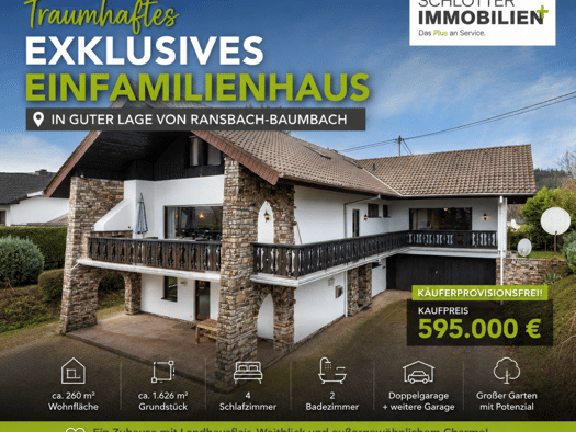 Einfamilienhaus zum Kauf provisionsfrei 595.000 € 6 Zimmer 260 m² 1.626 m² Grundstück Ransbach-Baumbach 56235