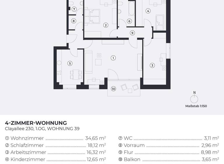 Wohnung zum Kauf provisionsfrei 625.900 € 4 Zimmer 120,3 m² 1. Geschoss Clayallee 230 Dahlem Berlin 14195