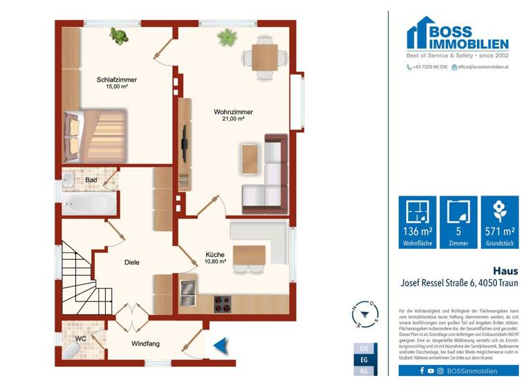 Haus zum Kauf 387.000 € 5 Zimmer 136 m² 571 m² Grundstück Josef Ressel-Straße 6 Traun 4050
