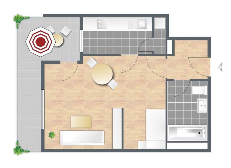 Studio zur Miete 345 € 1 Zimmer 40,6 m² EG Zur Scheuren 5 Barmen Wuppertal 42275