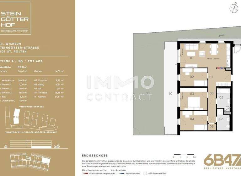 Wohnung zum Kauf - Erstbezug provisionsfrei 363.600 € 4 Zimmer 90,2 m² Teufelhof St. Pölten 3100