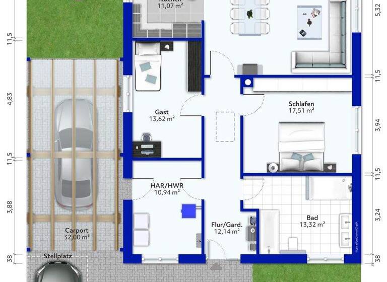 Einfamilienhaus zum Kauf - Erstbezug 379.000 € 3 Zimmer 107,8 m² 597 m² Grundstück Derenburger Straße 35 Halberstadt 38820