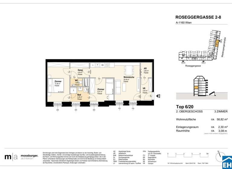 Wohnung zum Kauf - Erstbezug 355.400 € 3 Zimmer 59 m² 2. Geschoss Roseggergasse Wien 1160
