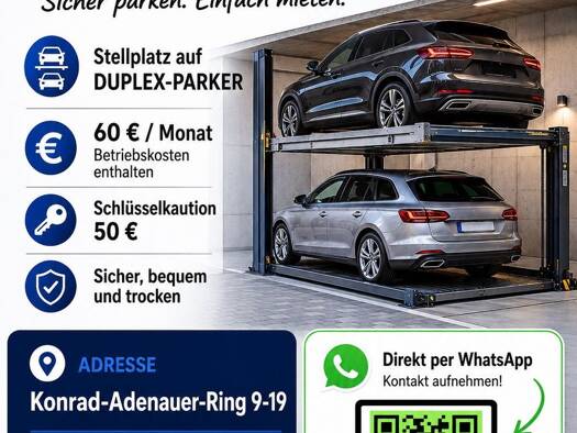 Tiefgarage zur Miete provisionsfrei 60 € 11 m² Konrad-Adenauer-Ring 19 Königstädten Rüsselsheim am Main 65428