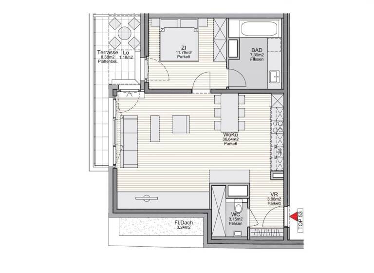 Wohnung zur Miete 1.160 € 2 Zimmer 62,8 m² 6. Geschoss frei ab 01.03.2026 Wien 1120