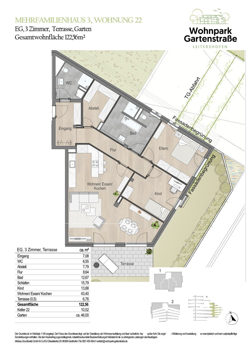 Wohnung zum Kauf 789.900 € 3 Zimmer 122,6 m²<br/>Wohnfläche EG<br/>Geschoss Leitershofen Stadtbergen / Leitershofen 86391