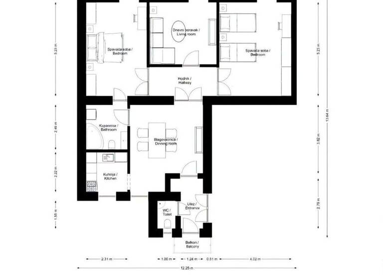 Wohnung zum Kauf 470.000 € 3 Zimmer 97 m² 1. Geschoss Donji Grad 0