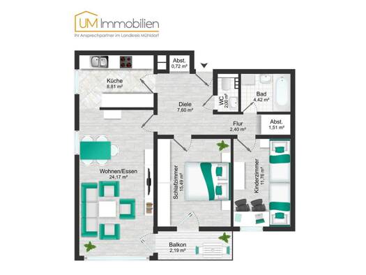 Wohnung zum Kauf 375.000 € 3 Zimmer 78,8 m² 1. Geschoss Grassau 83224
