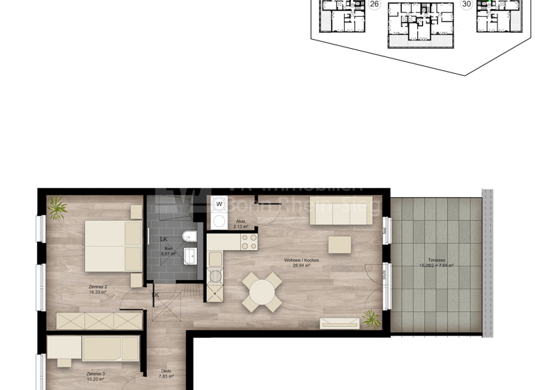 Wohnung zum Kauf - Erstbezug provisionsfrei 464.900 € 3 Zimmer 76,3 m² Elisabeth-Habeth-Weg 24-32 Witterschlick Alfter 53347