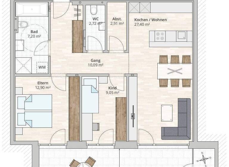 Terrassenwohnung zum Kauf - Erstbezug provisionsfrei 460.000 € 3 Zimmer 72,3 m² 1. Geschoss Korngasse 5 Rankweil 6830