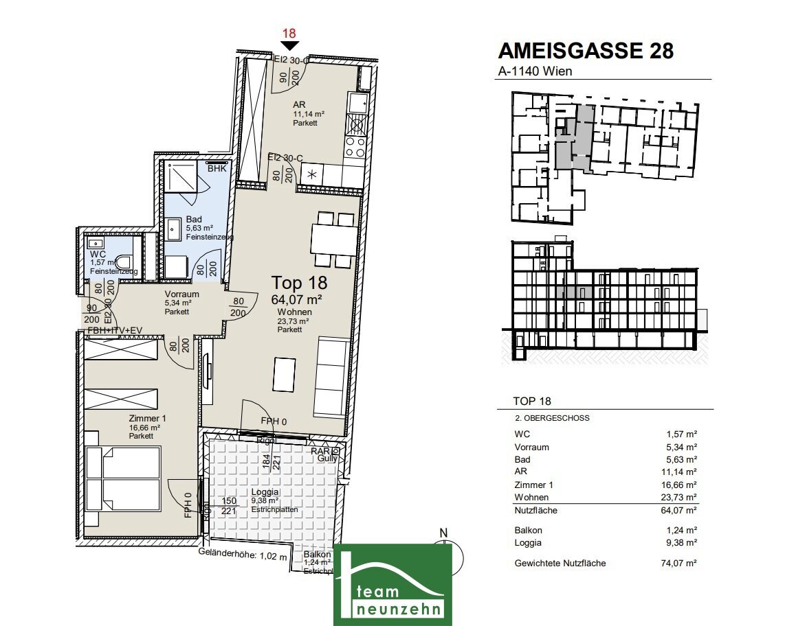 Wohnung zum Kauf provisionsfrei 483.401 € 3 Zimmer 64,4 m²<br/>Wohnfläche 2.<br/>Geschoss Ameisgasse 28 Wien 1140