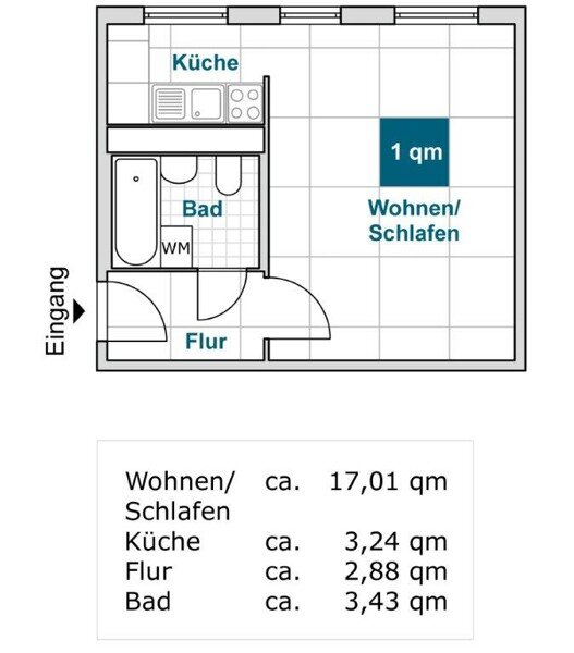 Wohnung zur Miete 305 € 1 Zimmer 26,6 m²<br/>Wohnfläche 3.<br/>Geschoss 24.11.2024<br/>Verfügbarkeit Weideweg 4 Gorbitz-Süd (Wilsdruffer Ring-West) Dresden 01169