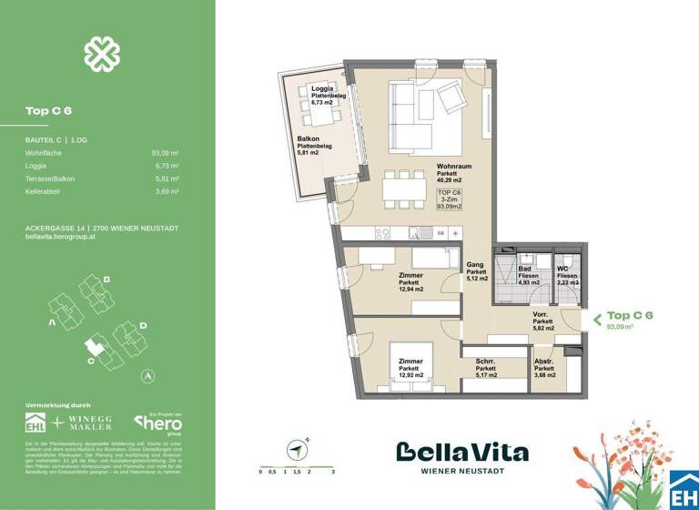 Wohnung zum Kauf - Erstbezug 389.900 € 3 Zimmer 93,1 m² 1. Geschoss Ackergasse Wiener Neustadt 2700