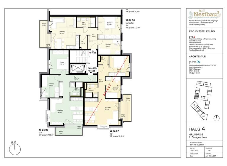 Wohnung zum Kauf provisionsfrei 492.500 € 3 Zimmer 77,5 m²<br/>Wohnfläche 2.<br/>Geschoss ab sofort<br/>Verfügbarkeit Brühl Freiburg im Breisgau 79106