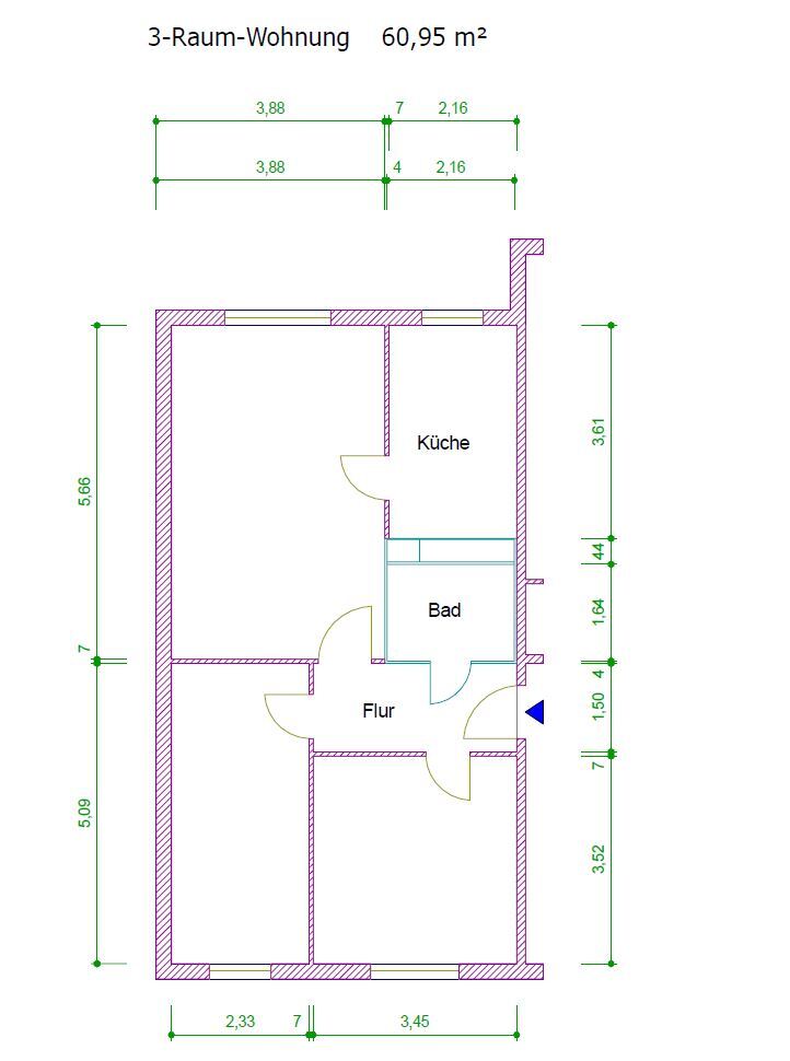 Wohnung zur Miete 345 € 3 Zimmer 61 m²<br/>Wohnfläche 3.<br/>Geschoss 01.03.2025<br/>Verfügbarkeit Rimbachhügel 5 Wahlbezirk 14 Suhl 98527