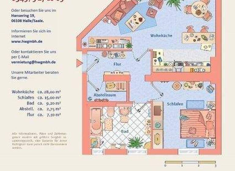 Wohnung zur Miete 523 € 2 Zimmer 62,2 m² 1. Geschoss Stadtgutweg 13 Gesundbrunnen Halle 06128