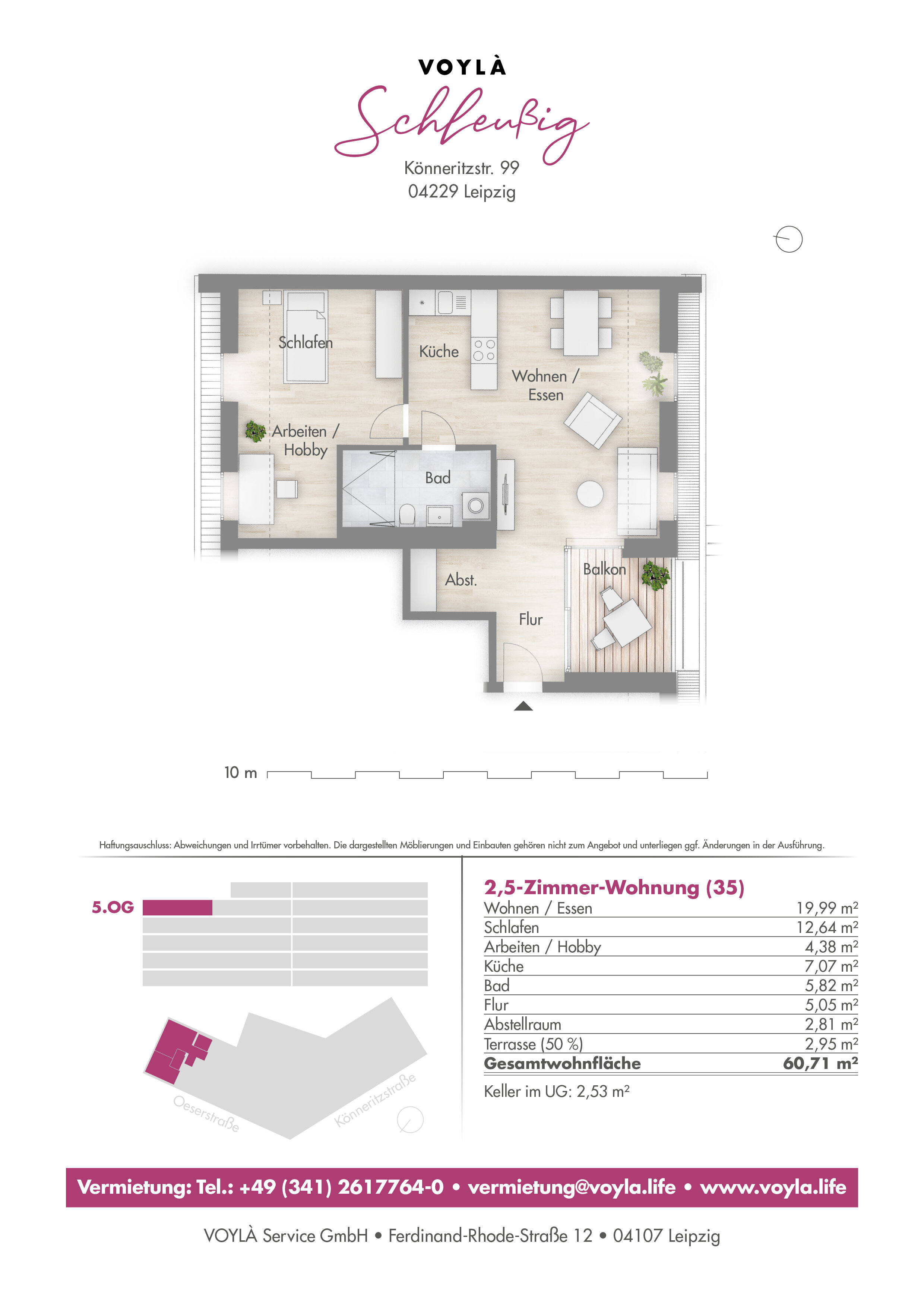 Wohnung zur Miete 1.396 € 2,5 Zimmer 60,7 m²<br/>Wohnfläche 5.<br/>Geschoss 01.06.2025<br/>Verfügbarkeit Schleußig Leipzig 04229