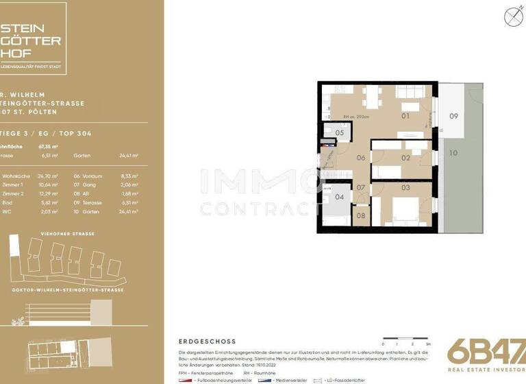 Wohnung zum Kauf - Erstbezug provisionsfrei 247.700 € 3 Zimmer 67,4 m² Teufelhof St. Pölten 3100