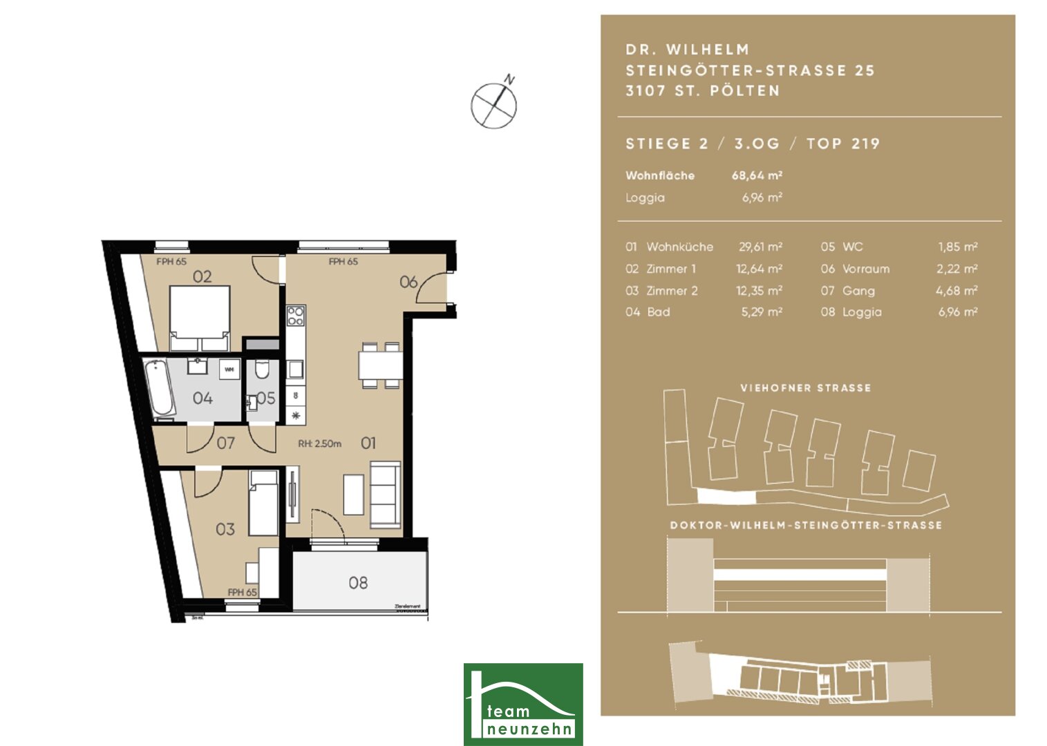 Wohnung zur Miete 684 € 3 Zimmer 68,4 m²<br/>Wohnfläche 3.<br/>Geschoss Doktor-Wilhelm-Steingötter-Straße 25 Viehofen St. Pölten 3100