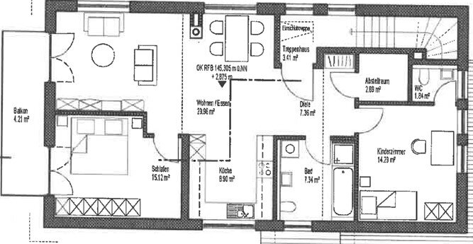 Wohnung zur Miete 950 € 3 Zimmer 95,6 m²<br/>Wohnfläche 1.<br/>Geschoss Hauptstraße 2 Willstätt Willstätt 77731