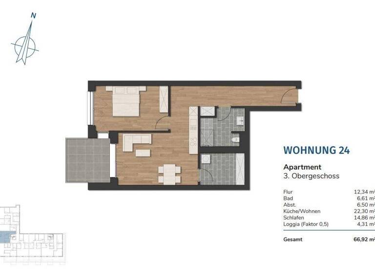 Wohnung zum Kauf provisionsfrei 313.000 € 2 Zimmer 66,9 m² 3. Geschoss Innenstadt Wilhelmshaven 26382