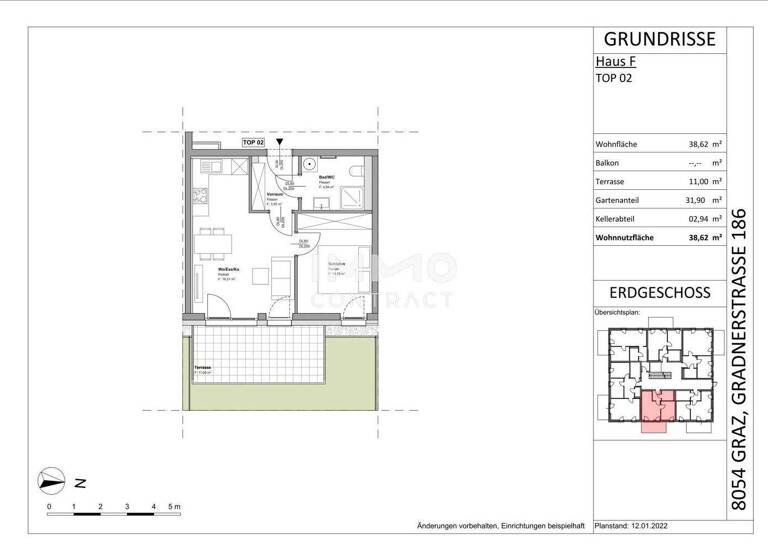 Wohnung zur Miete 424 € 2 Zimmer 38,2 m² EG Gradnerstraße 186 F Straßgang Graz 8054
