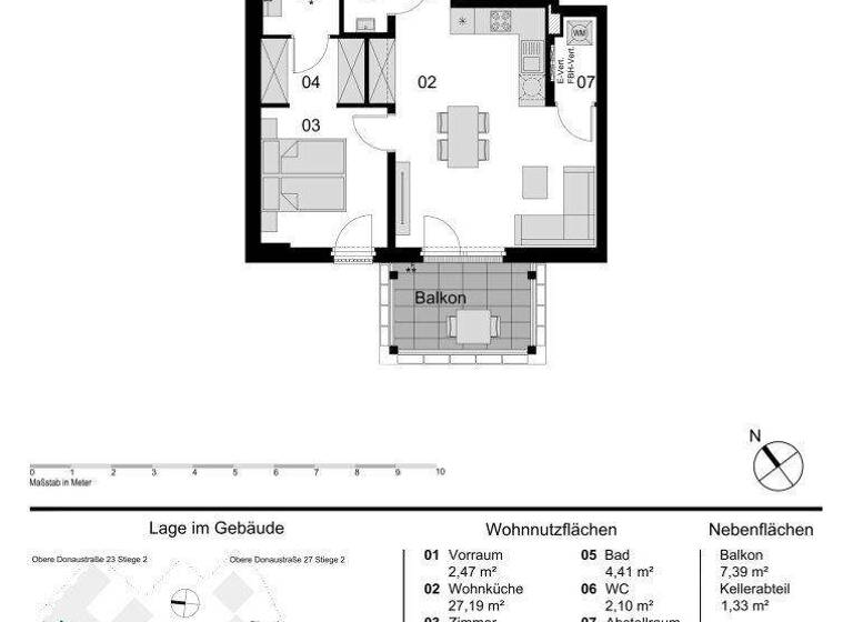 Wohnung zum Kauf - Erstbezug 494.000 € 2 Zimmer 53,1 m² 3. Geschoss Obere Donaustraße 23 Wien 1020