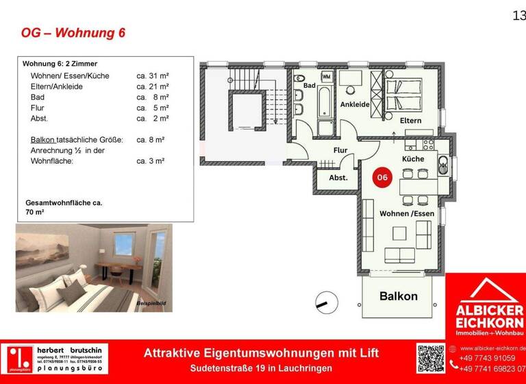 Wohnung zum Kauf provisionsfrei 350.000 € 2 Zimmer 70 m² 2. Geschoss Unterlauchringen Lauchringen 79787