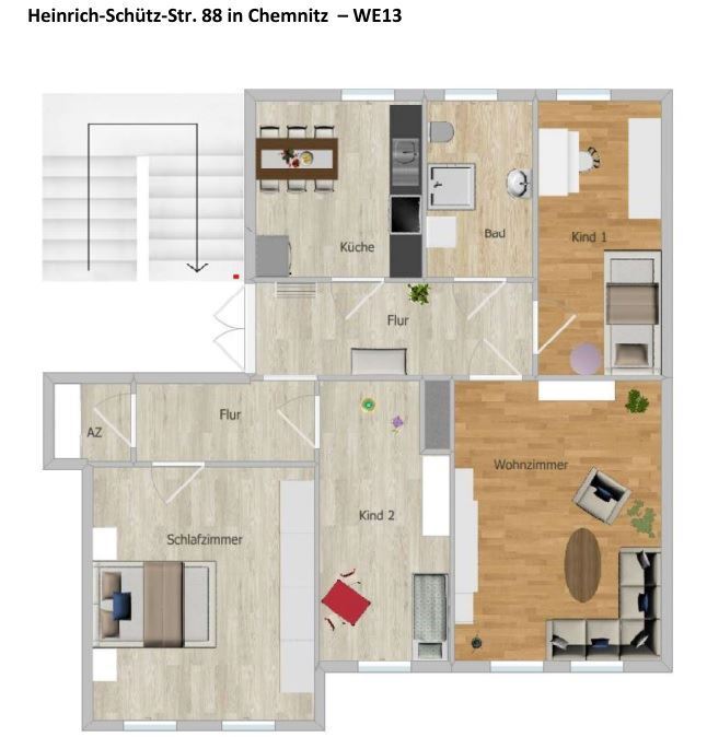 Wohnung zur Miete 499 € 4 Zimmer 105,6 m²<br/>Wohnfläche 3.<br/>Geschoss Heinrich-Schütz-Straße 88 Sonnenberg 210 Chemnitz 09130