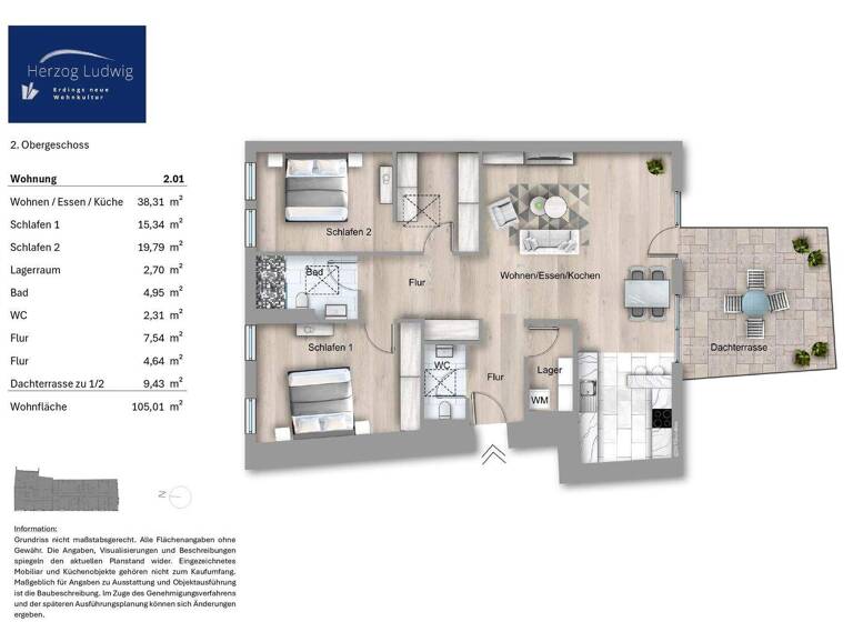 Wohnung zum Kauf provisionsfrei 849.900 € 3,5 Zimmer 105 m² 2. Geschoss Haager Straße 11 Altenerding Erding 85435