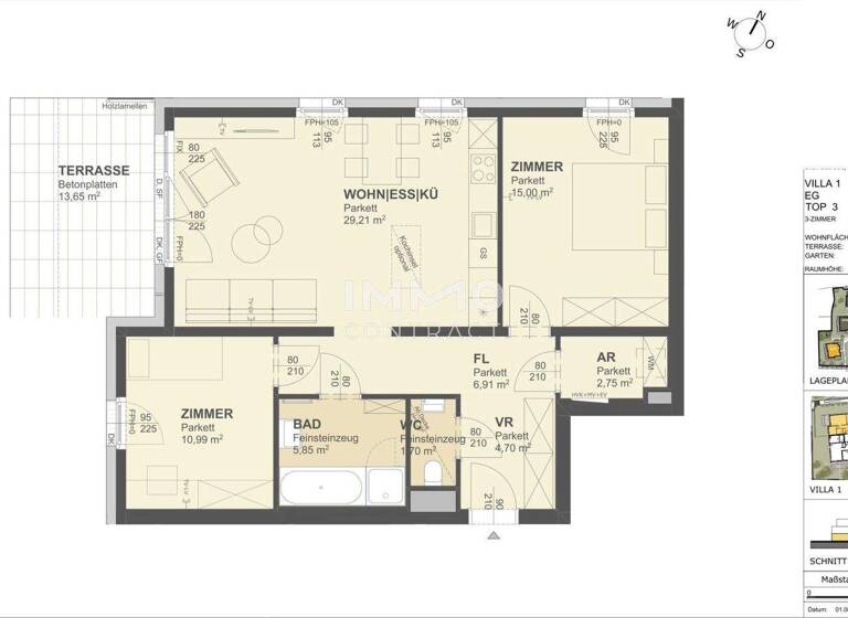 Wohnung zum Kauf - Erstbezug 490.000 € 3 Zimmer 77,1 m² Krems an der Donau 3500