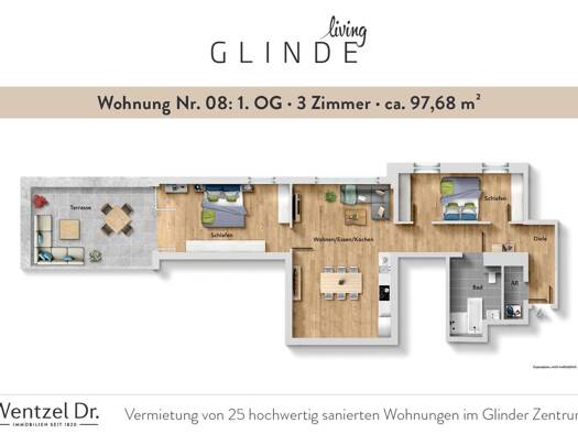 Terrassenwohnung zur Miete 1.895 € 3 Zimmer 97,7 m² 1. Geschoss frei ab 01.12.2026 Glinde 21509