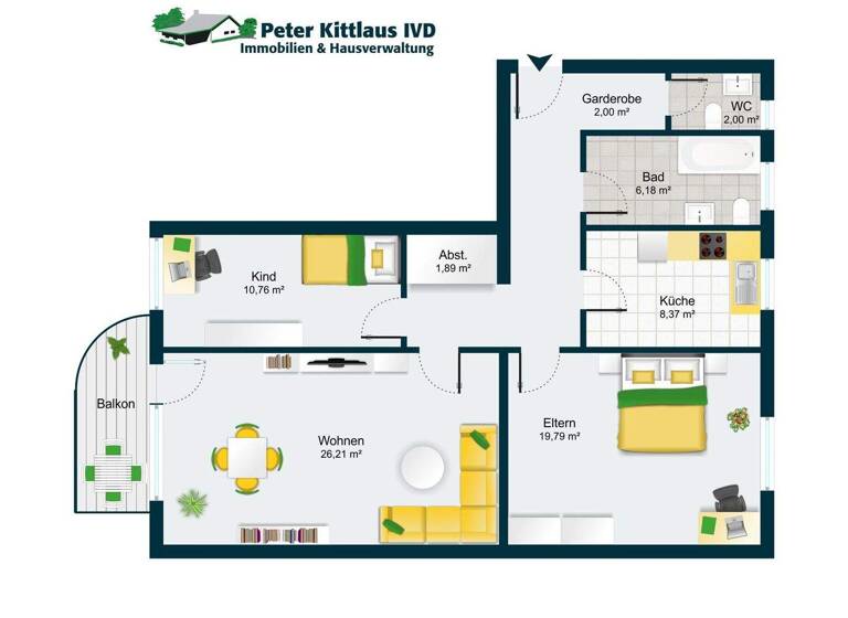 Wohnung zum Kauf 299.900 € 3 Zimmer 88 m² 1. Geschoss Hangelar Sankt Augustin / Hangelar 53757