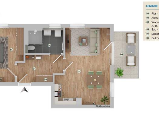 Wohnung zur Miete 351 € 2 Zimmer 58,5 m² 1. Geschoss Zur Steilküste 6 Andershof Stralsund 18439